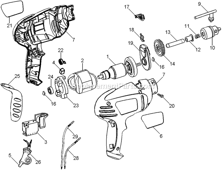 Black and Decker BH100K-BR (Type 2) Hammer Drill Power Tool Page A Diagram